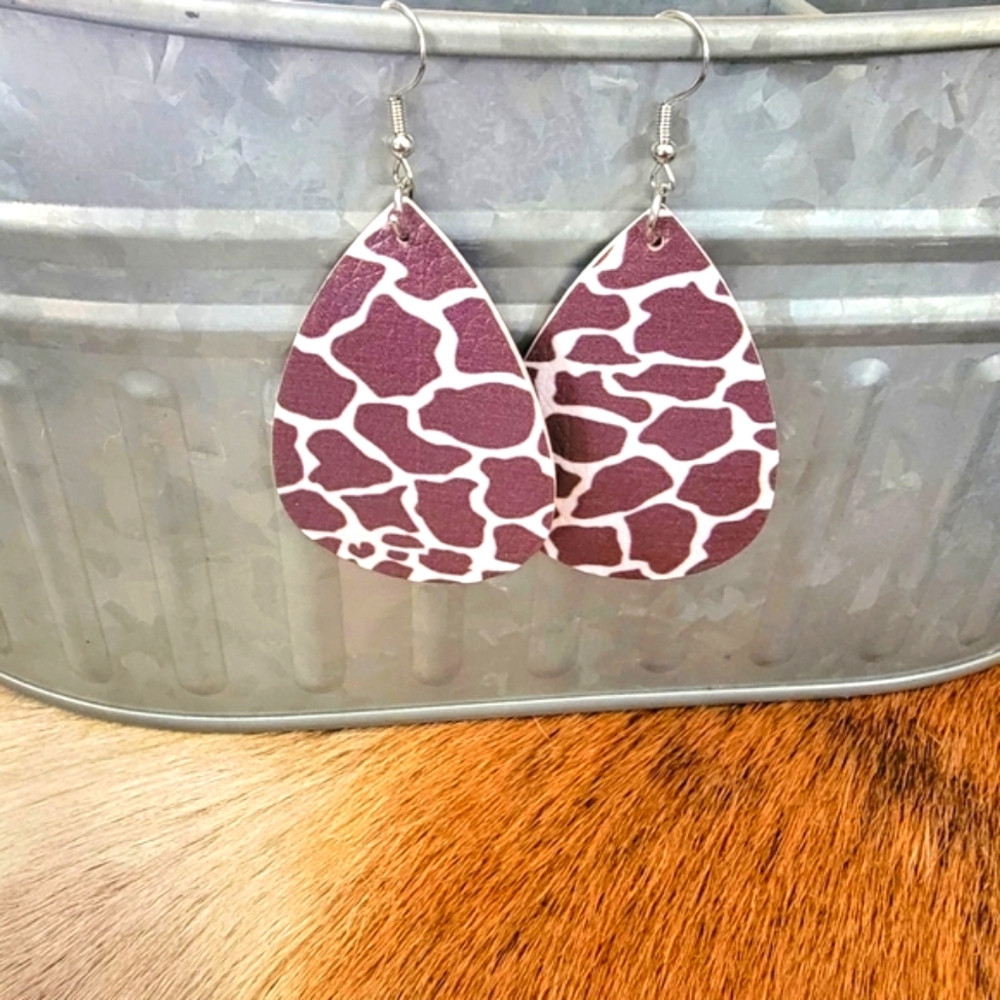 Faux leather teardrop earrings